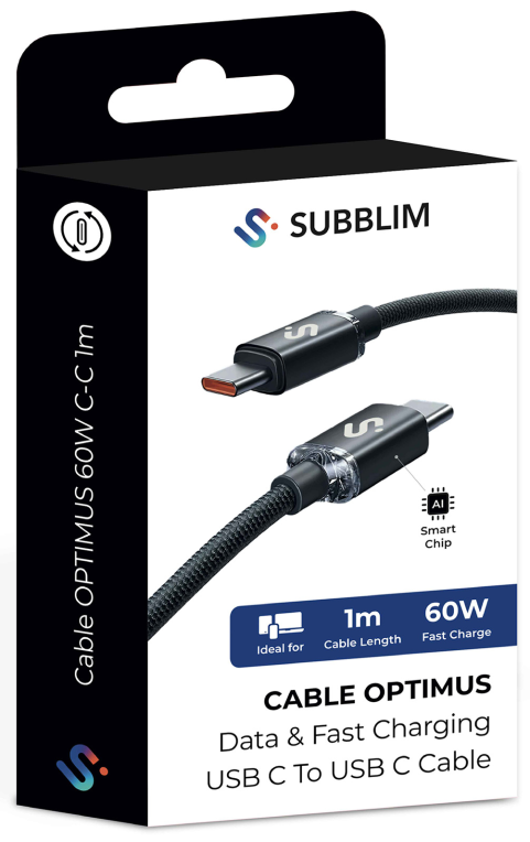 SUBBLIM CABLE OPTIMUS 60W C-C 1m BLACK