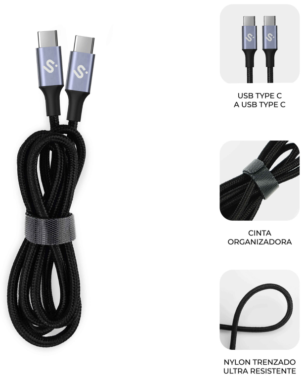SUBBLIM CABLE PLUS 100W C-C 1m BLACK
