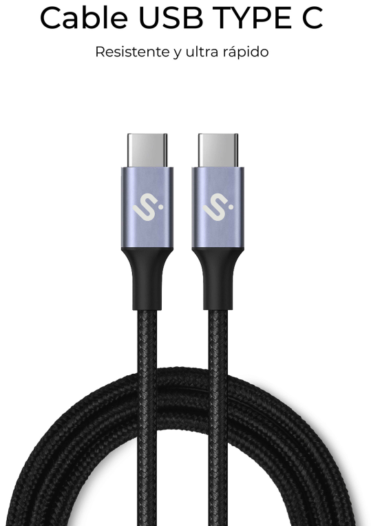 SUBBLIM CABLE PLUS 100W C-C 1m BLACK