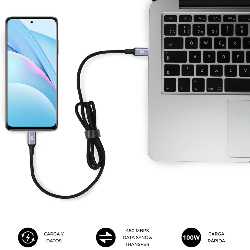 SUBBLIM CABLE PLUS 100W C-C 1m BLACK