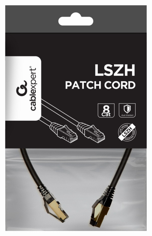 Gembird PP8-LSZHCU-BK-0.5M cable de red Negro 0,5 m Cat8 S/FTP (S-STP)