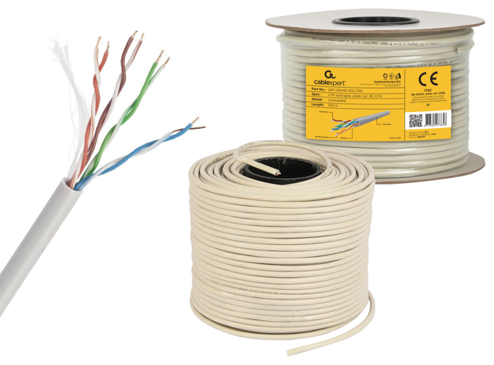 Gembird CAT5e UTP 100m cable de red Gris U/UTP (UTP)
