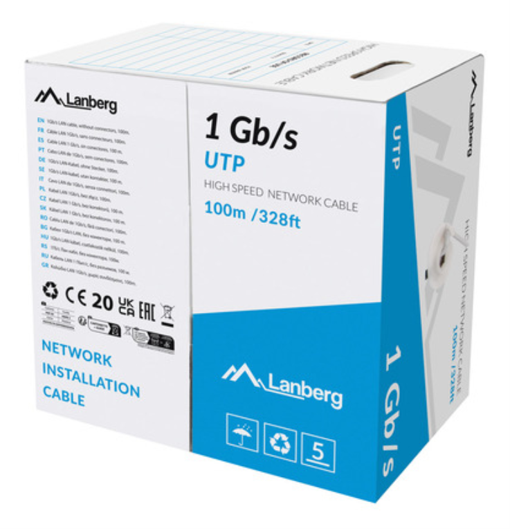 Lanberg LCU6-10CC-0100-S cable de red Gris 100 m U/UTP (UTP)