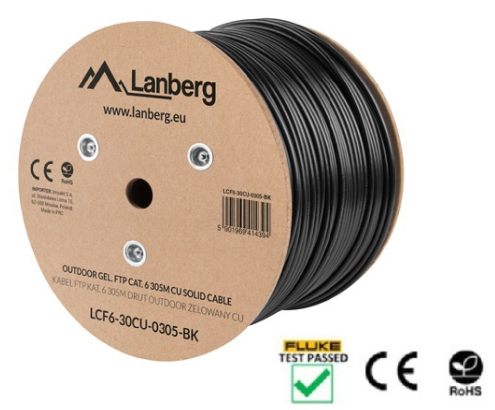 Lanberg LCF6-30CU-0305-BK cable de red Negro 305 m Cat6