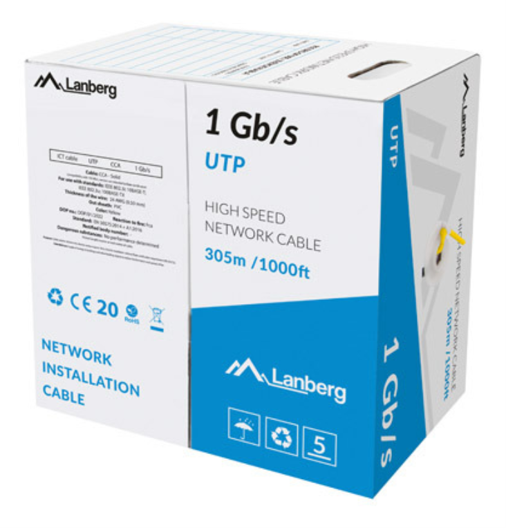 Lanberg LCU6-10CC-0305-Y cable de red Amarillo 305 m U/UTP (UTP)