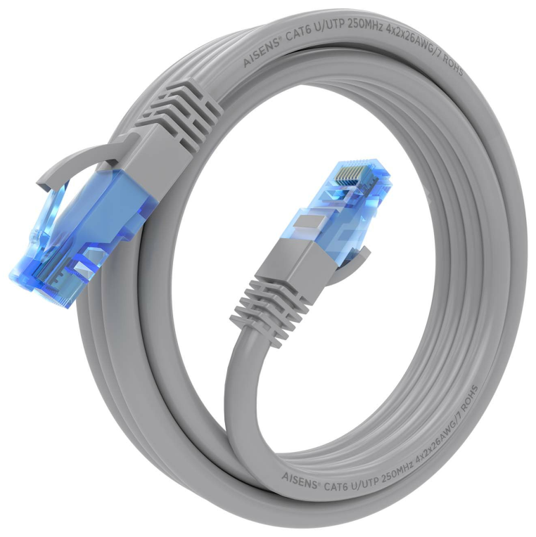 AISENS Cable De Red Latiguillo RJ45 Cat.6 UTP AWG26 CCA, Gris, 3.0 m