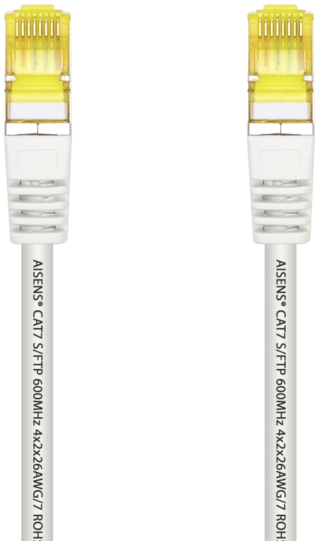 AISENS Cable De Red Latiguillo RJ45 LSZH Cat.7 600 MHz S/FTP PIMF AWG26, Blanco, 2.0 m