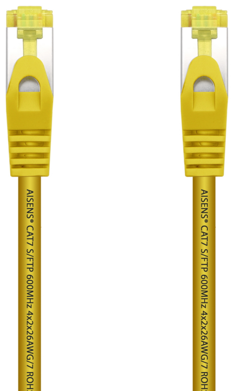 AISENS Cable De Red Latiguillo RJ45 LSZH Cat.7 600 MHz S/FTP PIMF AWG26, Amarillo, 2.0 m