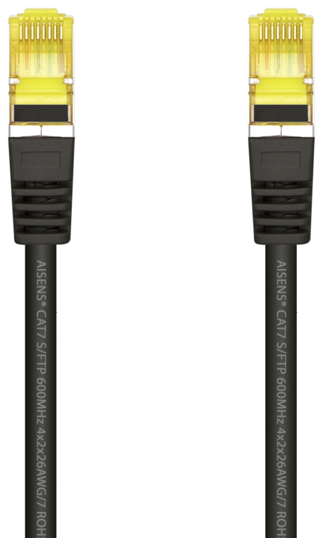 AISENS Cable De Red Latiguillo RJ45 LSZH Cat.7 600 MHz S/FTP PIMF AWG26, Negro, 1.0 m