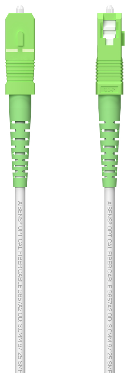 AISENS Cable Fibra Óptica Latiguillo G657A2 3.0 9/125 SMF Simplex CPR DCA LSZH, SC/APC-SC/APC, Blanco, 80 m
