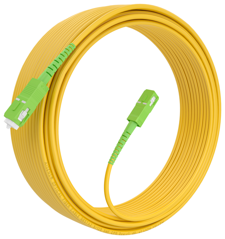 AISENS Cable Fibra Óptica Latiguillo G657A2 3.0 9/125 SMF Simplex CPR DCA LSZH, SC/APC-SC/APC, Amarillo, 15m