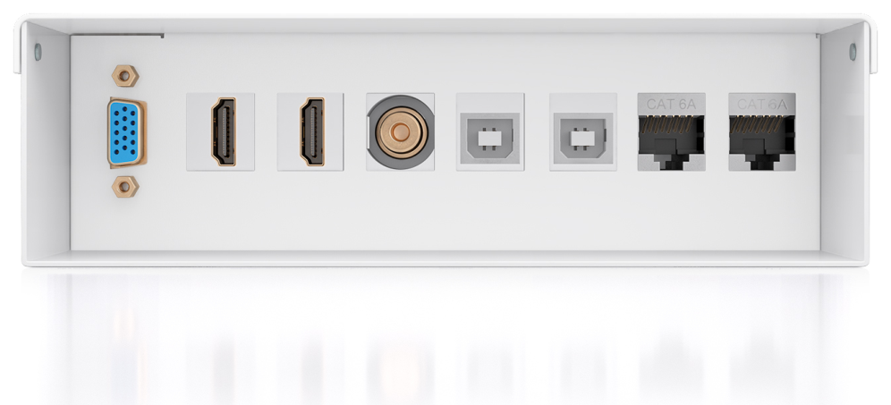 AISENS Caja de Conexiones VGA+Jack 3.5+2xHDMI+2xUSB-B+2xRJ45 Cat.6A STP, Blanco