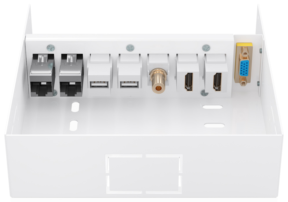 AISENS Caja de Conexiones VGA+Jack 3.5+2xHDMI+2xUSB-B+2xRJ45 Cat.6A STP, Blanco