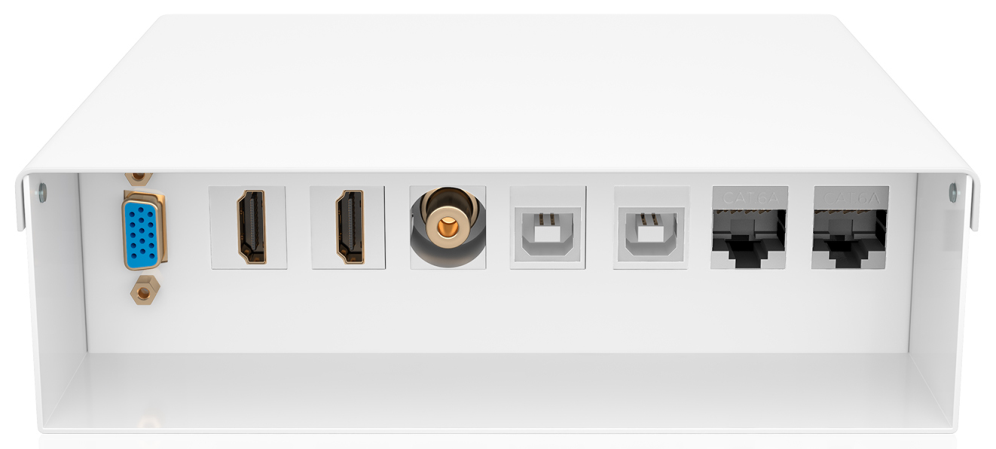 AISENS Caja de Conexiones VGA+Jack 3.5+2xHDMI+2xUSB-B+2xRJ45 Cat.6A STP, Blanco