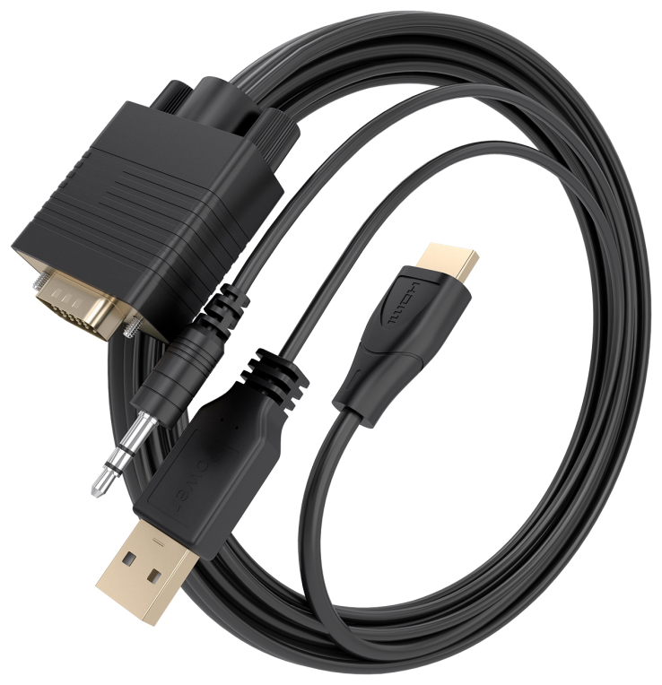 AISENS Cable Conversor SVGA+Audio a HDMI, SVGA/M+Jack 3.5/M+USB-A/M-HDMI A/M, Negro, 1.0m