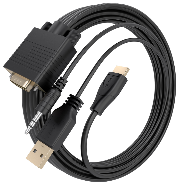 AISENS Cable Conversor SVGA+Audio a HDMI, SVGA/M+Jack 3.5/M+USB-A/M-HDMI A/M, Negro, 2.0m