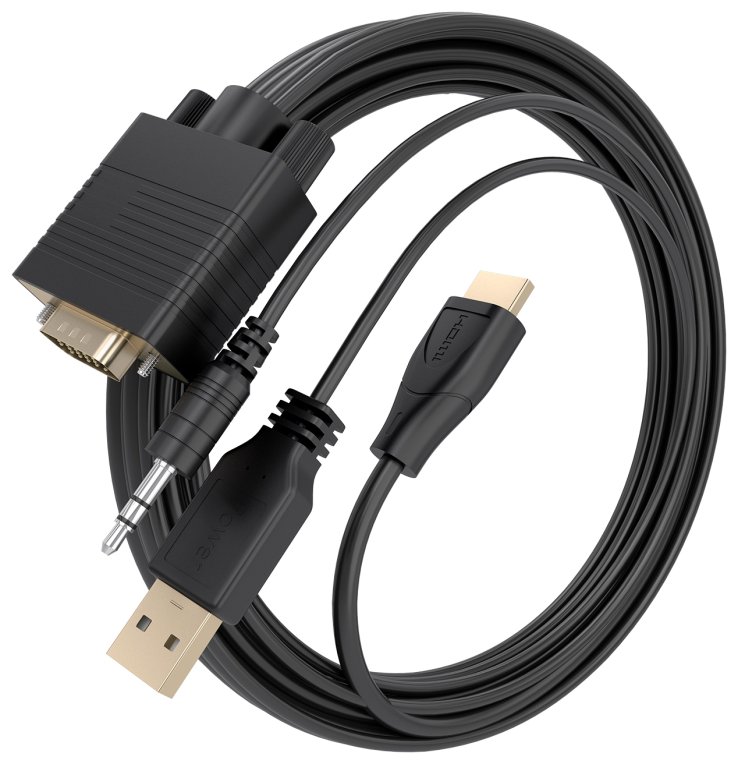 AISENS Cable Conversor HDMI a SVGA+Audio, HDMI A/M-SVGA/M+Jack 3.5/M+USB-A/M, Negro, 1.5m