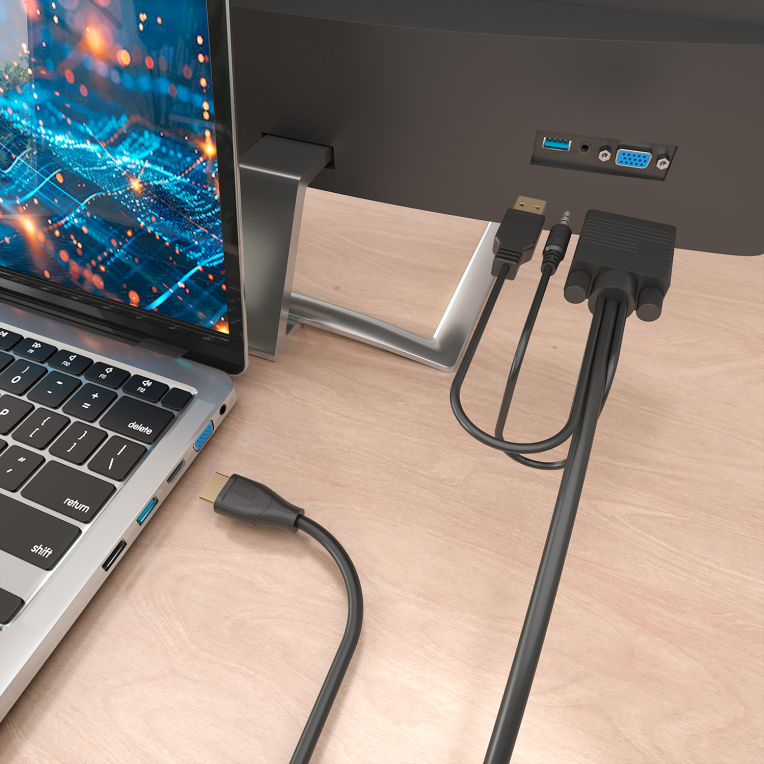 AISENS Cable Conversor HDMI a SVGA+Audio, HDMI A/M-SVGA/M+Jack 3.5/M+USB-A/M, Negro, 1.5m