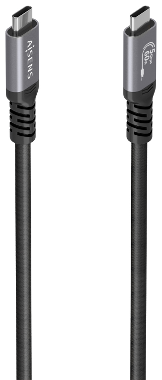 AISENS Cable USB 3.2 Gen1 Aluminio 5Gbps 4K@60Hz 3A 60W E-Mark, Tipo USB-C/M-USB-C/M, Negro, 10M