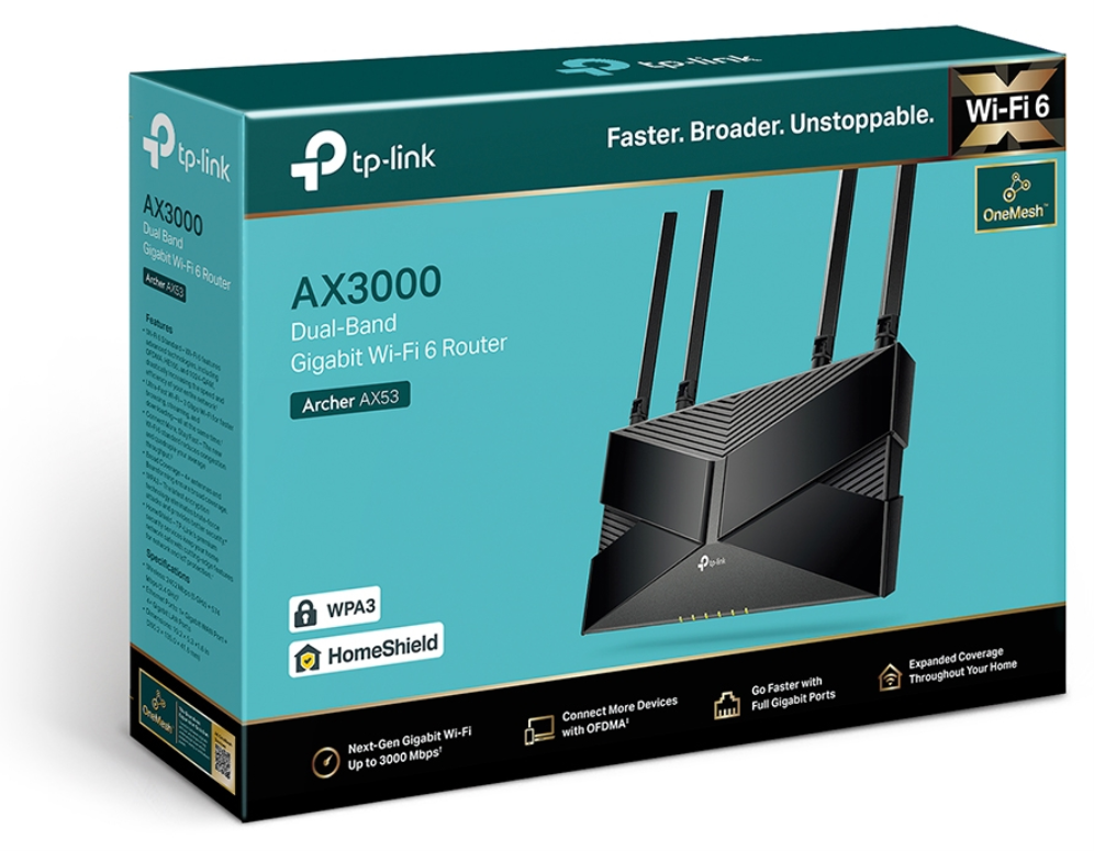 TP-Link Archer AX53 router inalámbrico Gigabit Ethernet Doble banda (2,4 GHz / 5 GHz) Negro