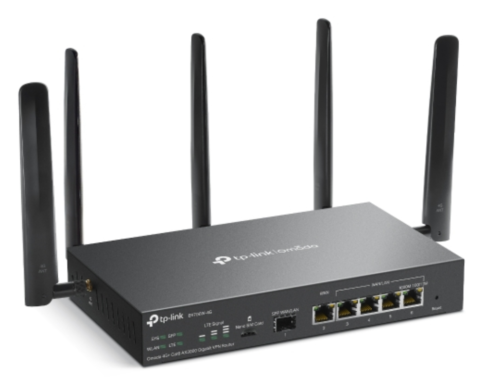 TP-Link Omada ER706W-4G router inalámbrico Gigabit Ethernet Doble banda (2,4 GHz / 5 GHz) Negro