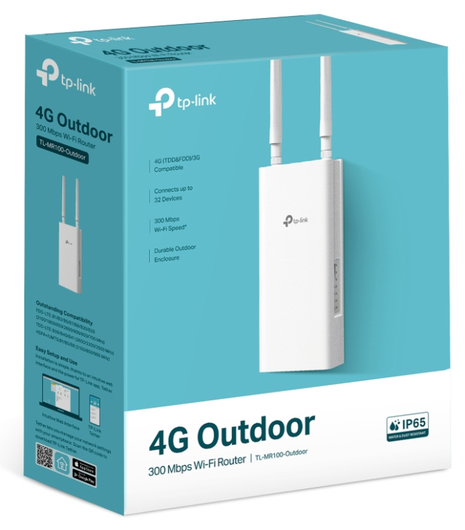 TP-Link TL-MR100-OUTDOOR router inalámbrico Ethernet rápido Banda única (2,4 GHz) 4G Blanco