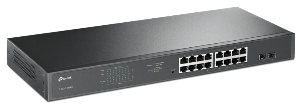 TP-Link TL-SG1218MPE Gestionado L2 Gigabit Ethernet (10/100/1000) Energía sobre Ethernet (PoE) 1U Negro