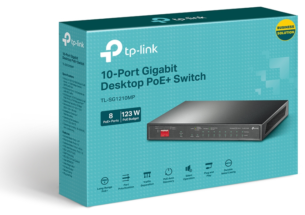 TP-Link TL-SG1210MP switch No administrado Gigabit Ethernet (10/100/1000) Energía sobre Ethernet (PoE) Negro