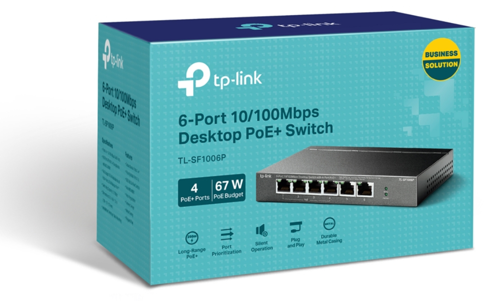 TP-Link TL-SF1006P switch No administrado Fast Ethernet (10/100) Energía sobre Ethernet (PoE) Negro