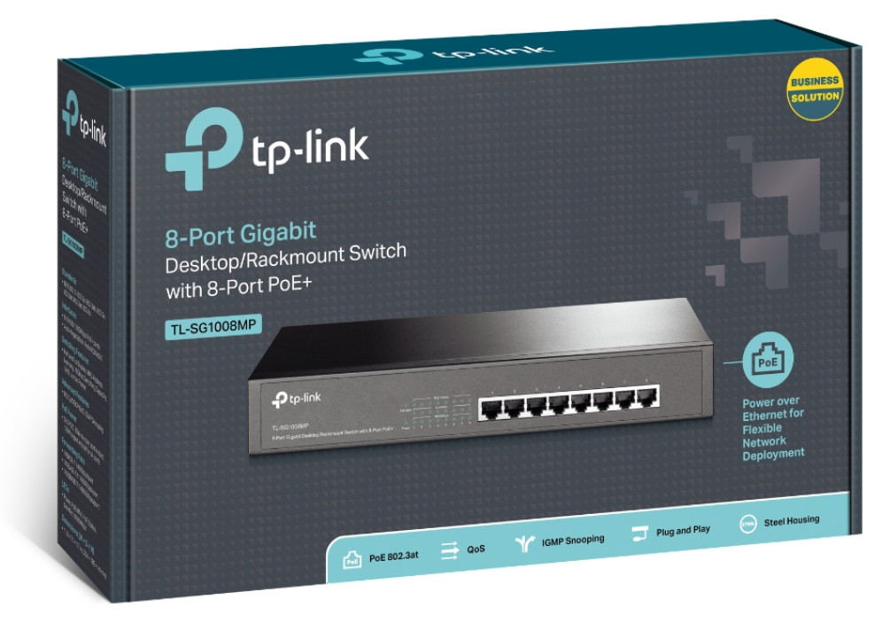 TP-Link TL-SG1008MP switch No administrado Gigabit Ethernet (10/100/1000) Energía sobre Ethernet (PoE) Negro