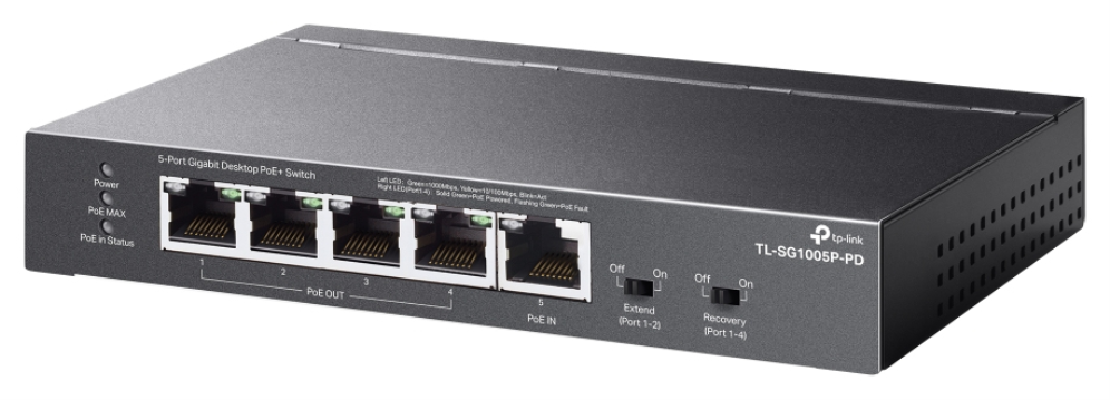 TP-Link TL-SG1005P-PD switch Gigabit Ethernet (10/100/1000) Energía sobre Ethernet (PoE) Negro