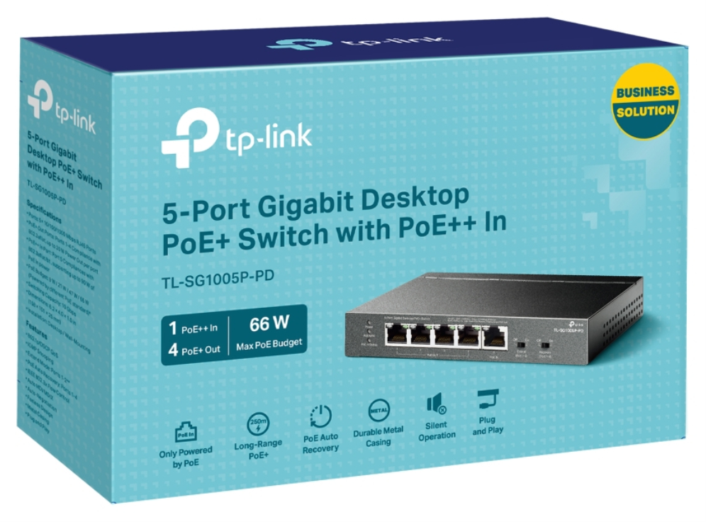 TP-Link TL-SG1005P-PD switch Gigabit Ethernet (10/100/1000) Energía sobre Ethernet (PoE) Negro
