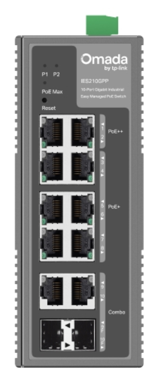 TP-Link Omada IES210GPP switch Gestionado Gigabit Ethernet (10/100/1000) Energía sobre Ethernet (PoE) DIN rail Gris