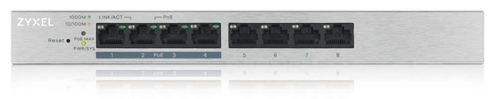 Zyxel GS1200-8HP v2 Gestionado Gigabit Ethernet (10/100/1000) Energía sobre Ethernet (PoE) Gris