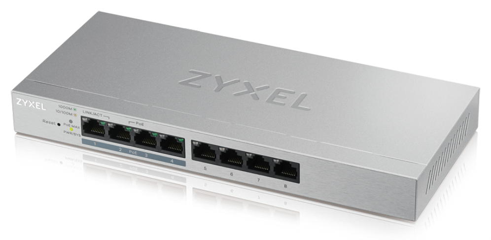 Zyxel GS1200-8HP v2 Gestionado Gigabit Ethernet (10/100/1000) Energía sobre Ethernet (PoE) Gris