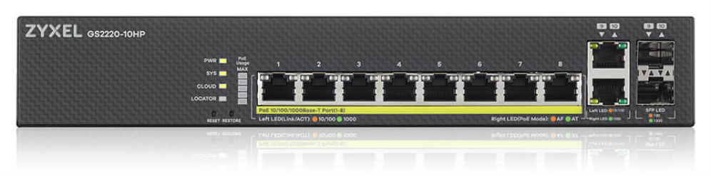 Zyxel GS2220-10HP-EU0101F switch Gestionado L2 Gigabit Ethernet (10/100/1000) Energía sobre Ethernet (PoE) Negro