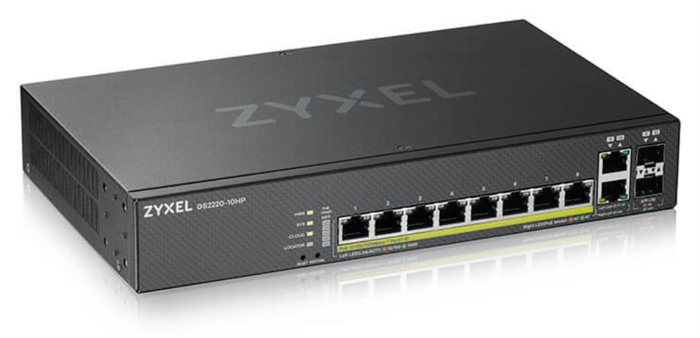 Zyxel GS2220-10HP-EU0101F switch Gestionado L2 Gigabit Ethernet (10/100/1000) Energía sobre Ethernet (PoE) Negro