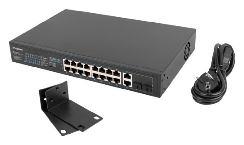 Lanberg RSFE-16P-2C-250 switch No administrado Gigabit Ethernet (10/100/1000) Energía sobre Ethernet (PoE) 1U Negro