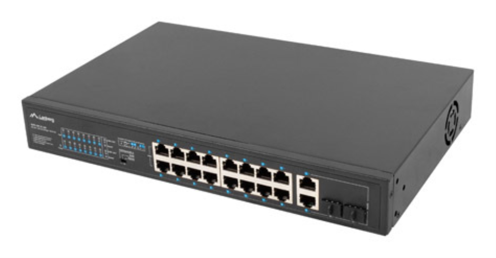 Lanberg RSFE-16P-2C-250 switch No administrado Gigabit Ethernet (10/100/1000) Energía sobre Ethernet (PoE) 1U Negro