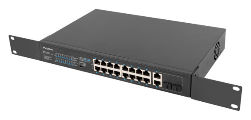 Lanberg RSFE-16P-2C-250 switch No administrado Gigabit Ethernet (10/100/1000) Energía sobre Ethernet (PoE) 1U Negro