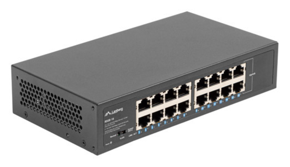 Lanberg RSGE-16 switch No administrado Gigabit Ethernet (10/100/1000) 1U Negro