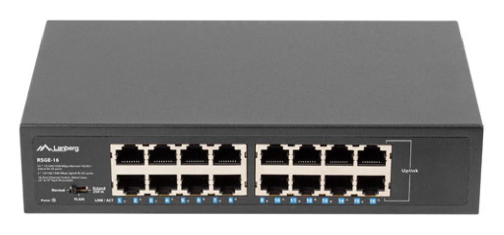 Lanberg RSGE-16 switch No administrado Gigabit Ethernet (10/100/1000) 1U Negro