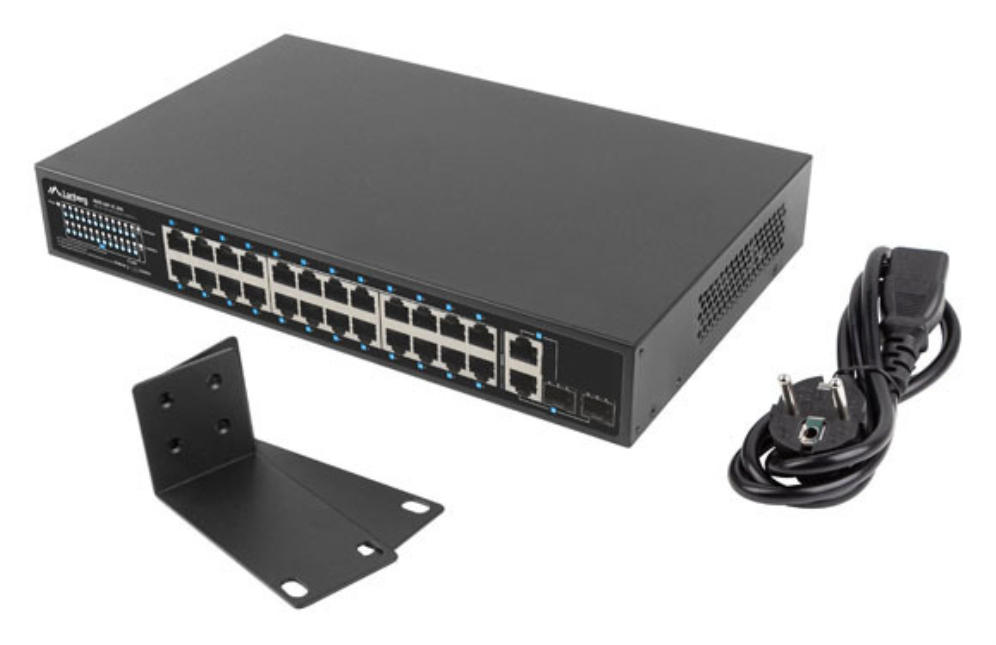 Lanberg RSFE-24P-2C-250 switch No administrado Gigabit Ethernet (10/100/1000) Energía sobre Ethernet (PoE) 1U Negro