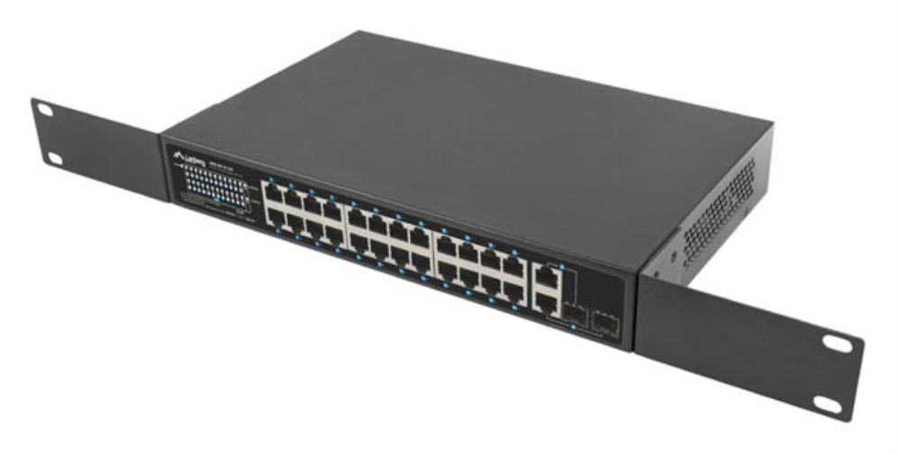 Lanberg RSFE-24P-2C-250 switch No administrado Gigabit Ethernet (10/100/1000) Energía sobre Ethernet (PoE) 1U Negro