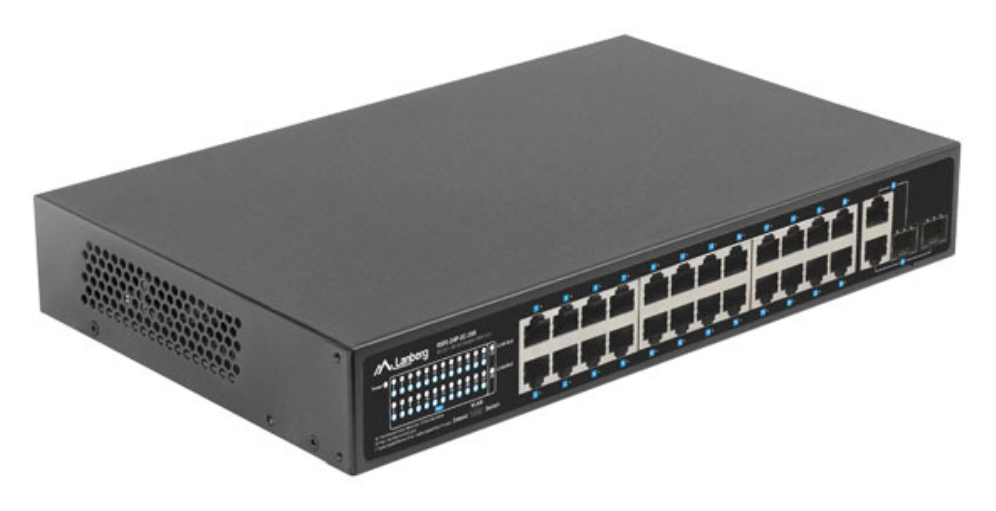 Lanberg RSFE-24P-2C-250 switch No administrado Gigabit Ethernet (10/100/1000) Energía sobre Ethernet (PoE) 1U Negro