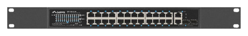 Lanberg RSFE-24P-2C-250 switch No administrado Gigabit Ethernet (10/100/1000) Energía sobre Ethernet (PoE) 1U Negro
