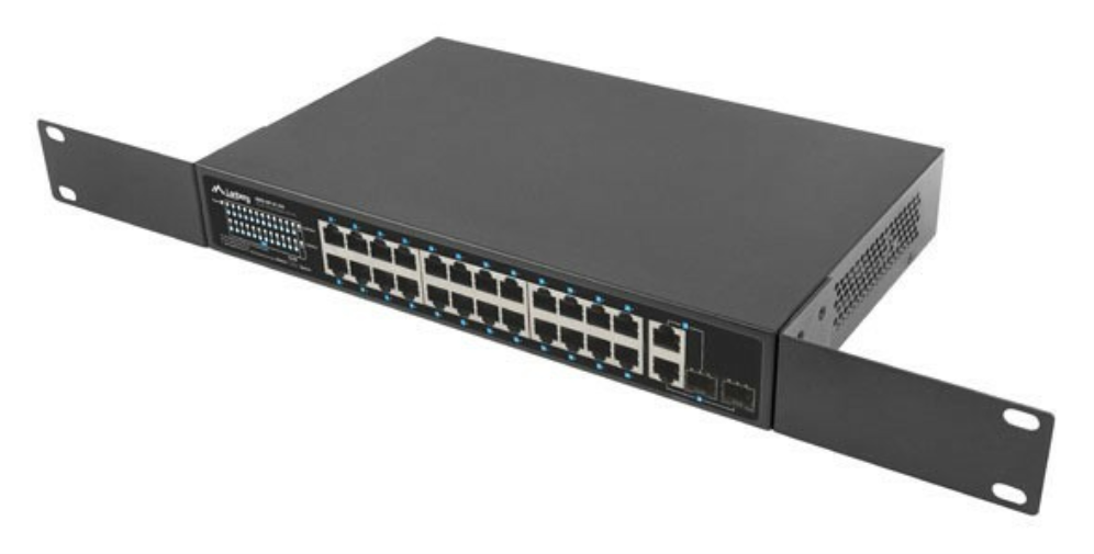Lanberg RSFE-24P-2C-360 switch No administrado Gigabit Ethernet (10/100/1000) Energía sobre Ethernet (PoE) 1U Negro