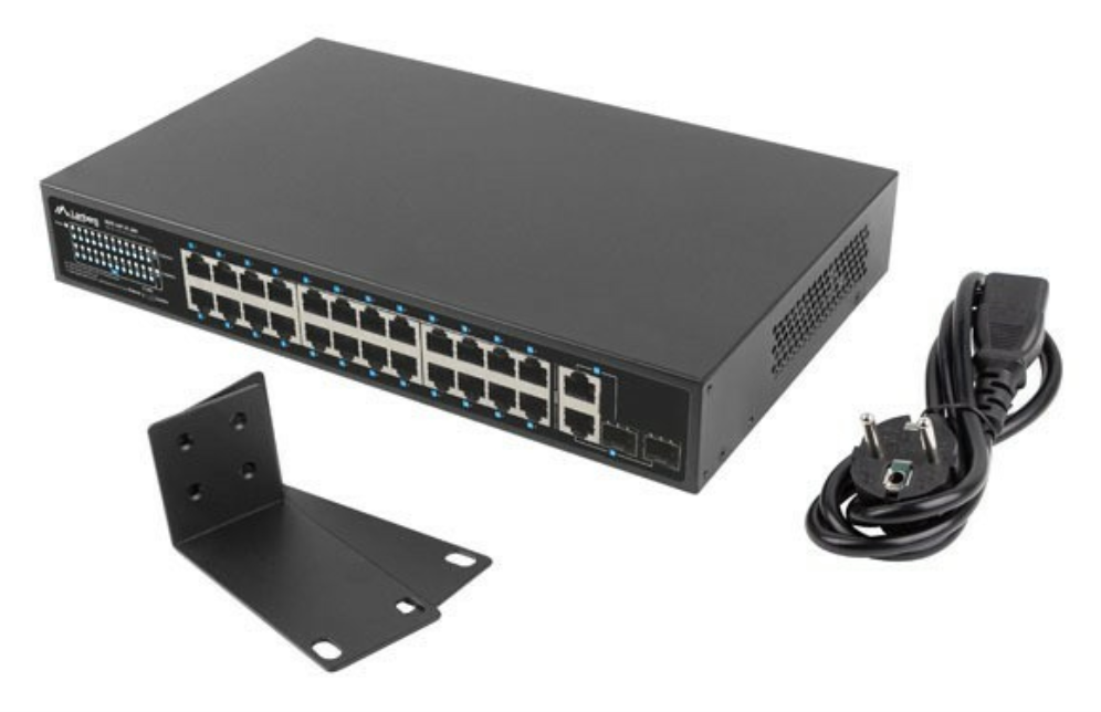 Lanberg RSFE-24P-2C-360 switch No administrado Gigabit Ethernet (10/100/1000) Energía sobre Ethernet (PoE) 1U Negro