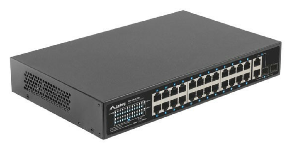 Lanberg RSFE-24P-2C-360 switch No administrado Gigabit Ethernet (10/100/1000) Energía sobre Ethernet (PoE) 1U Negro
