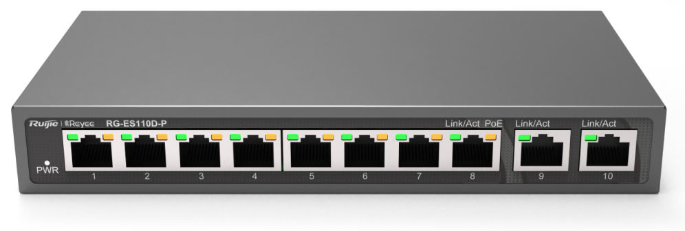 Ruijie Networks RG-ES110D-P switch No administrado Fast Ethernet (10/100) Energía sobre Ethernet (PoE) Negro
